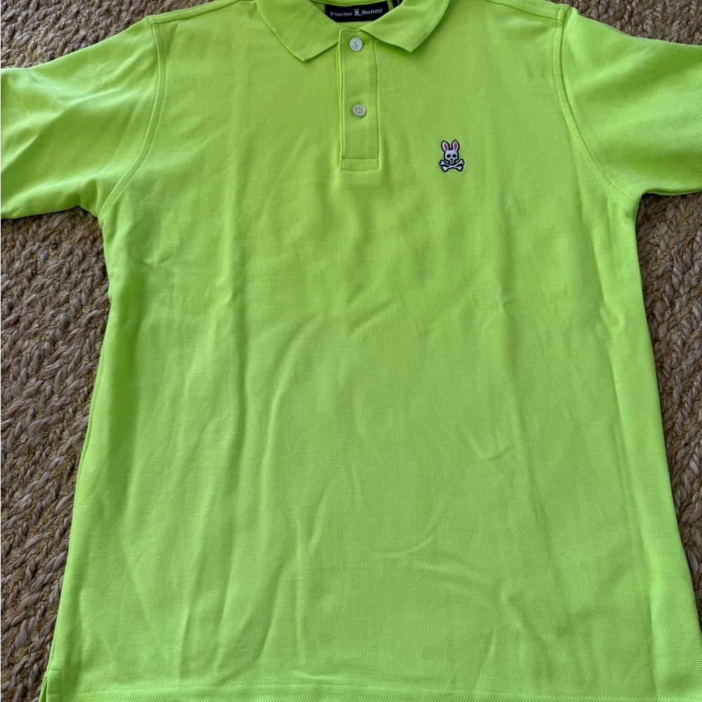 Psycho Bunny Boys Lime Green Polo Shirt Size XL 18/20 NWOT